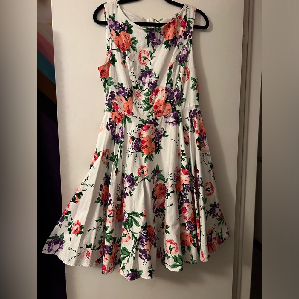 White Floral Tea Party Dress, XL
